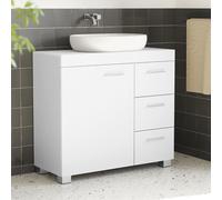 SONGMICS Pedestal Under Sink Bathroom Storage Cabinet with 3 Drawers & 2 Compartments in White SONGMICS White