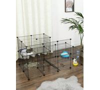 Songmics Pet Fence, 2 Levels, Modular Pet Enclosure For Small Animals, Rabbits, Guinea Pig, Mesh Panels, Indoor Use