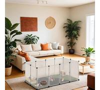 Songmics Pet Playpen With Floor, Removable Oxford Fabric Mat, Small Animal Enclosure, Diy Plastic Cage
