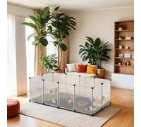 Songmics Pet Playpen With Floor, Removable Oxford Fabric Mat, Small Animal Enclosure, Diy Plastic Cage