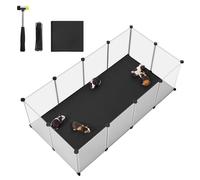 SONGMICS Pet Playpen with Floor, Removable Oxford Fabric Mat, Small Animal Enclosure, DIY Plastic Cage, Indoor Run for Hamsters, Rabbits, Hedgehogs,