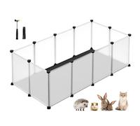 SONGMICS Pet Playpen with Floor, Small Animal Enclosure, 125 x 63 x 42 cm