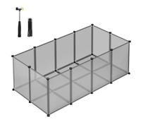 SONGMICS Pet Playpen with Floor, Small Animal Enclosure, 125 x 63 x 42 cm | DIY Plastic Cage, Indoor Run for Hamsters, Rabbits, Hedgehogs, Guinea Pigs, Slate Grey, DAMION Collection LPC001G01