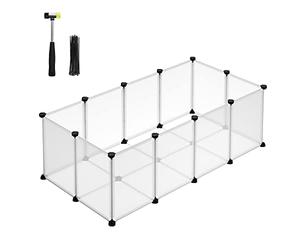 SONGMICS Pet Playpen with Floor, Small Animal Enclosure, 125 x 63 x 42 cm | DIY Plastic Cage, Indoor Run for Hamsters, Rabbits, Hedgehogs, Guinea Pigs, White, DAMION Collection LPC001W01