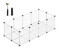SONGMICS Pet Playpen with Floor, Small Animal Enclosure, 143 x 73 x 46 cm