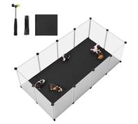 SONGMICS Pet Playpen with Floor, Removable Oxford Fabric Mat, Small Animal Enclosure, DIY Plastic Cage, Indoor Run for Hamsters, Rabbits, Hedgehogs, Guinea Pigs, 143 x 73 x 46 cm, White LPC012W01