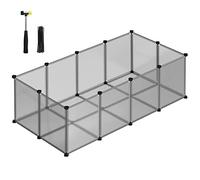 SONGMICS Pet Playpen with Floor, Small Animal Enclosure, 143 x 73 x 46 cm | DIY PP Plastic Cage, Indoor Run for Hamsters, Rabbits, Hedgehogs, Guinea Pigs, Slate Grey, DAMION Collection LPC002G01