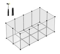 SONGMICS Pet Playpen with Floor, Small Animal Enclosure, 145 x 72 x 57 cm | DIY Plastic Cage, Indoor Run for Hamsters, Rabbits, Hedgehogs, Guinea Pigs, White, DAMION Collection LPC007W01