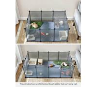 Songmics Pet Playpen With Floor, Small Animal Enclosure, Diy Plastic Cage,indoor Run For Hamsters,rabbits,hedgehogs,grey Lpc002G01
