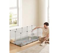 Songmics Pet Playpen With Floor, Small Animal Enclosure, Diy Plastic Cage, Indoor Run For Hamsters, Rabbits, Hedgehogs, , White