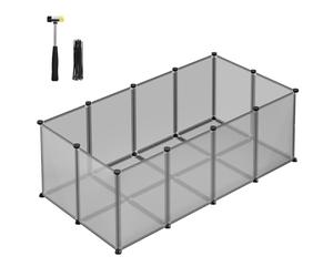 SONGMICS Pet Playpen with Floor, Small Animal Enclosure, DIY Plastic Cage, Indoor Run for Hamsters, Rabbits, Hedgehogs, Guinea Pigs, 125 x 63 x 42 cm, Grey LPC001G01