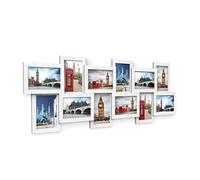 SONGMICS Photo Frame Collage, Wall Mounted, for 12 Photos, Clear Wood