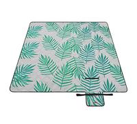 SONGMICS Picnic Blanket, 200 x 200 cm, Large Waterproof Picnic Mat for Camping, Park, Garden, Beach, Machine Washable, Foldable, Fern Pattern and Grey GCM001G02