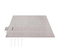 SONGMICS Picnic Blanket, 200 x 200 cm, with 4 Ground Pegs, Large Picnic Mat for Beach Park, Waterproof Layer, Machine Washable, Foldable, Leaf Pattern and Light Brown GCM010B03