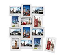 SONGMICS Picture Frame Collage for 12 Photos in 4" x 6" (10 x 15 cm) + 1 Single Photo Frame, Assembly Required, White Wood Grain RPF112W