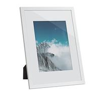 SONGMICS Picture Frame, Photo Frame, for 21 x 29,7 cm Pictures without Mat, 15,2 x 20,3 cm Photos with Mat, MDF, Glass Front, White RPF011W01