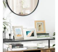 Songmics Picture Frames, Set Of 3, Table And Wall Display,wood Grain White, Grey, And Brown Finish