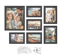 SONGMICS Picture Frames with 10 Mats, Set of 7, Photo Frames with One 8x10, Two 5x7, Four 4x6 Frames, Hanging or Tabletop Display, MDF and Glass, 9 Non-Trace Nails, Ash Black RPF047B01