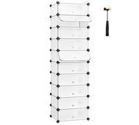 SONGMICS Plastic Cabinet, 10-Tier, 43x31x173cm, Semi-transparent White