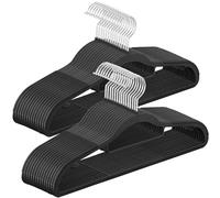 SONGMICS Coat Hangers, Pack of 30, Heavy Duty Plastic Hangers, Non-Slip, Space-Saving Clothes Hangers, 0.5 cm Slim, 42 cm Wide, 360° Swivel Silver Hook, Black CRP020B03