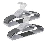 SONGMICS Pack of 30 Plastic Clothes Hangers, Non-Slip Space-Saving, Thickness 0.5 cm, Length 42 cm, 360° Hook, Metallic Grey, Light and Dark Grey CRP20G30