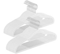 SONGMICS Coat Hangers, Pack of 30, Heavy Duty Plastic Hangers, Non-Slip, Space-Saving Clothes Hangers, 0.5 cm Slim, 42 cm Wide, 360° Swivel Silver Hook, White CRP020W03