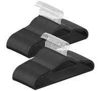 SONGMICS Coat Hangers, Pack of 30, Heavy Duty Plastic Hangers, Non-Slip, Space-Saving Clothes Hangers, 0.5 cm Slim, 42 cm Wide, 360° Swivel Silver Hook, Black CRP020B03