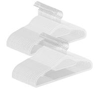 SONGMICS Plastic Coat Hangers, Set of 50, Non-Slip, 0.6 cm Slim, 42 cm Wide | Space-Saving Clothes Hangers, Heavy Duty Plastic, 360° Swivel Silver Hook, Cloud White, Breanna Collection CRP020W05