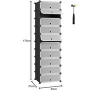 SONGMICS Plastic Cube Storage, 10 Slot, 43x31x173cm, Grey