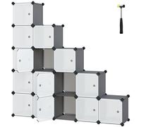 SONGMICS Plastic Cube Storage, 153x31x153cm, 16-Cube, Grey