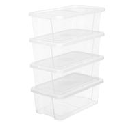 Songmics Set Of 12 Shoe Boxes With Plastic Lid, White