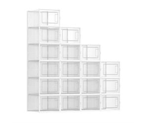 SONGMICS Plastic Shoe Box, Pack of 18, 35.0 x 25.2 x 19.0cm, Transparent and White