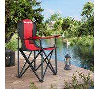 Songmics Portable Camping Chair With Soft Sponge Seat And Cup Holder, Foldable, Heavy Duty, Red