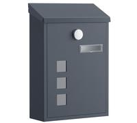 SONGMICS Post Box, Wall Mounted Letterbox, Mailbox with Sloped Roof, Copper Lock