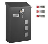 SONGMICS Post Box, Wall Mounted Letterbox, Viewing Windows, Nameplate