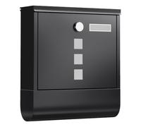 SONGMICS Mail Box, Wall-Mounted Post Box with Lock with Rotating Lid, 30.8x10x33.8cm, Black