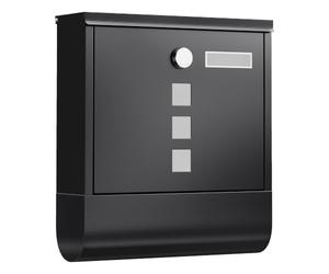 SONGMICS Post Box, Wall Mounted Letterbox, Viewing Windows, Nameplate | Lock Cylinder with Swivel Cap, Newspaper Holder, Easy to Install, Weatherproof, 10 x 30.8 x 33.8 cm, Black, GMB120G01