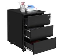 Mobile Lockable File Cabinet, Black