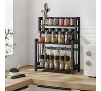 SONGMICS Premium 3 Tier Counter Storage Bamboo Structure Organizer in Black SONGMICS Black