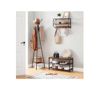 Songmics Rack Stand, Coat Tree, Hall Tree Free Standing, Industrial Style, With 2 Shelves, For Clothes, Hat, Bag