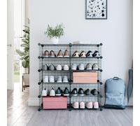 SONGMICS Rectangular Cube Shoe Organiser Modular DIY Metal Wire Interlocking in Black SONGMICS Black