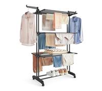 SONGMICS Rolling Clothes Horses Dryer Rack, Easy to Assemble, Indoor Outdoor Use, Ink Black ULLR701B01, 25" D x 50.4" W x 68.1" H