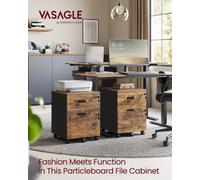 Songmics Rolling Filing Cabinet, Lockable File Cabinet With 2 Drawers, 5 Castors, Adjustable Hanging Rail, For A4, Letter Size Files