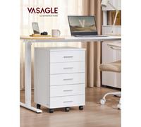 Songmics Rolling Filing Cabinet, Pedestal File Cabinet With Wheels, Printer Stand With 5 Drawers, Tool-Free Sliding Rails, For Study