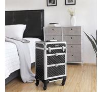 Songmics Rolling Lockable Makeup Case, Makeup Box, Beauty Trolley, Black