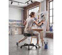 Songmics Rolling Stool, Pu Leather Swivel Salon Chair, Adjustable Height Work Seat With Wheels Collection Ljb061Bh02