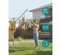 Songmics Rotary Washing Line, Clothes Lines For Outside, Foldable Clothes Airer, Outdoor Garden