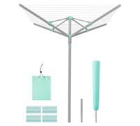 SONGMICS Rotary Washing Line, Foldable, 164.0 ft (50 m) Length | Clothes Lines for Outdoor,with Clips and Protective Cover, for 4 Loads of Laundry, Silver, BUNJI Collection LLR307EZ01