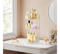 SONGMICS Rotating Makeup Organiser 3 Tier Customisable Skincare Holder in White