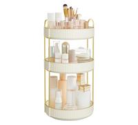 SONGMICS Rotating Makeup Organiser, 3-Tier Round, Vanity Organiser | Skincare Toiletries Cosmetics Organiser, Gift, Cloud White, GLORA Collection JKA011W01